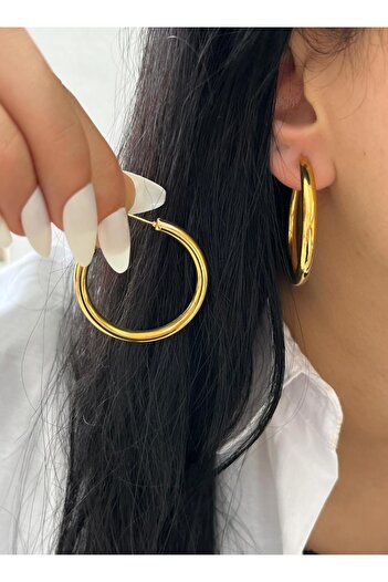 YASİN TOPÇU Steel Gold Earrings