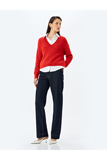Koton Long Sleeve V-Neck Knitwear Sweater