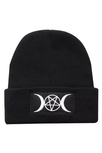 Karakedi Pentagram Moon Beanie Black Beret