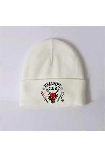 Karakedi White Stranger Things Season 4 Dustin Hellfire Club Beanie