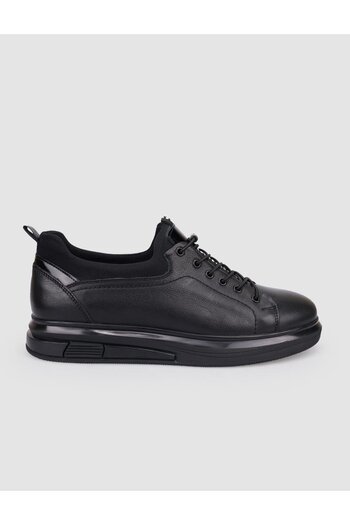 Cabani 100% Genuine Leather Black Lace-Up Men's Casual Shoes