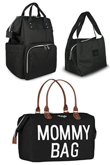 Stylo 3 Pieces Women's Baby and Child Shoulder and Back Thermal Utility Pouch Set