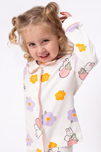 Bolly Baby 100% Cotton Baby Pajamas Set with Patterned Button Detail