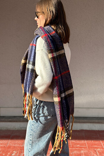 novon London Exclusive Design Cashmere Textured Thick Fringed Premium Scarf