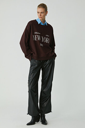 ETHIQUET Petrabb Claret Red Sweatshi - Κεντημένο, Απαλό και Fleece, Plus Size Γυναικεία Πλεκτά