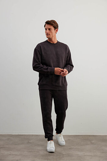 Syah Erkek Pamuklu Üç İplik Sweatshirt Pantolon Takım