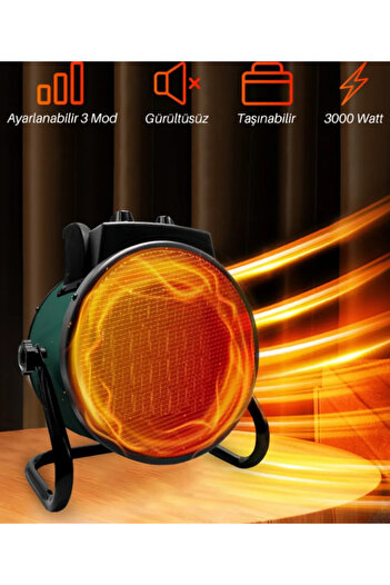 VOOKA Fanlı Isıtıcı Elektrikli 3000W 180° Ultra Güç 3 Kademeli Soğuk-Sıcak Fan auhma