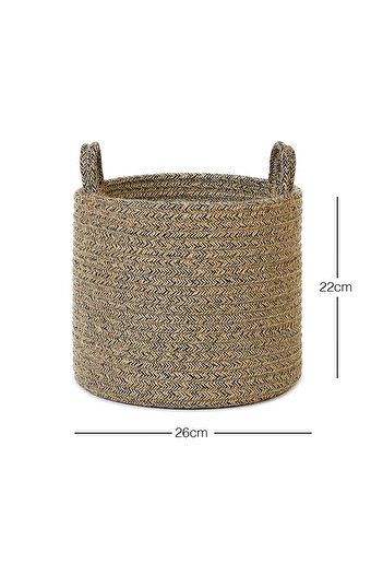 Ocean Home Textile 26X22 Black Melted under Cabinet Laundry and Toy Organizer - Jute Rope Storage Basket