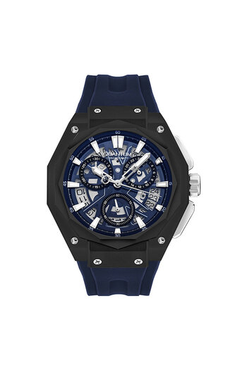Quantum QUANTUM HNG1097.099 Men Chronograph Display Watch & Silicone Strap Dark Blue