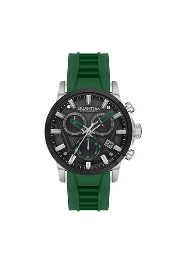 Quantum QUANTUM PWG1126.355 Men Chronograph Display Watch & Silicone Strap Light Green