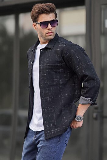 Madmext Anthracite Patterned Men's Regular Fit Shirt 6722