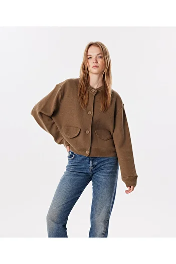 Twist Fabric Mix Knitwear Cardigan