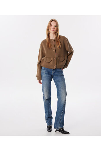 Twist Fabric Mix Knitwear Cardigan