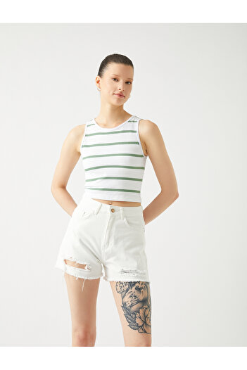 Koton Crop Ribbed Undershirt Basic Halter Neck