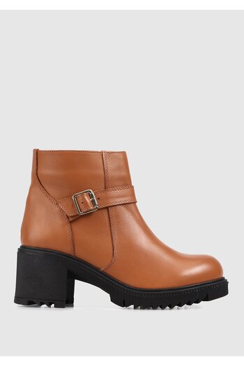 Provoq Tan-Brown Leather Women's Boots
