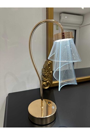 MİHMAN HOME Gold Renk Dokunmatik Şarjlı Cam Masa Lambası