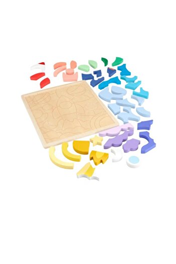 FISHER PRICE Fisher-Price Ahşap Uzay Yapboz Okul öncesi çağdaki çocuklar için 42 ahşap parçadan oluşan HXY42