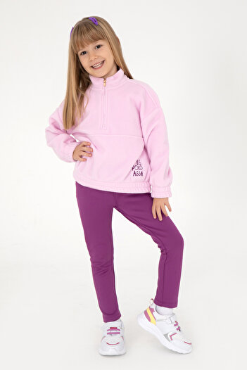 U.S. Polo Assn. Girl's Half Zipper Pink Fleece Sweatshirt 50298983-Vr041