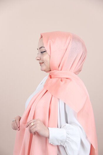Sima Soft Salmon-018 Chiffon Shawl with Sima Janjan