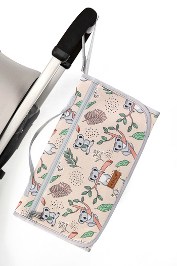 HAMUR Beige Koala Patterned Baby Nursing Bag - Newborn Changing Mat with Bottom Opening, Organizer
