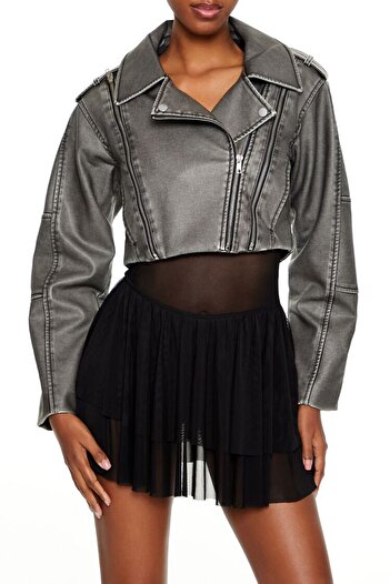 Forever 21 Suni Deri Crop Ceket
