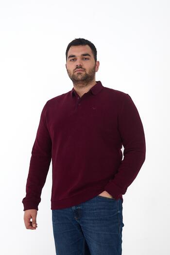 Maccali Ανδρικό μπλουζάκι Winter Battal Basic Plain Claret Red Polo γιακά