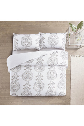 In House Larry | Microfiber Comforter Set 4 Pieces, King, 260x240 cm, White & Grey