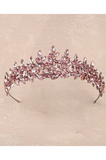 Hayalperest boncuk Crystal Stone Bridal Henna Crown Special for Women Bridal Wedding Crown Pink