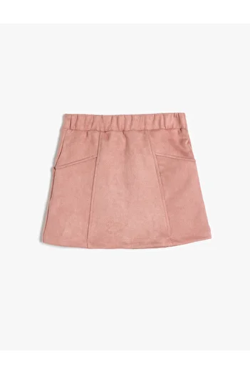 Koton Standard Waist Faux Suede Skirt with Pocket Detail