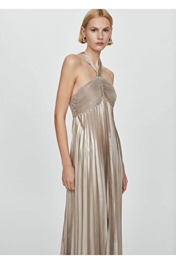 MANGO Woman Pleated Halterneck Dress