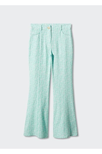 MANGO Woman Çiçekli keten pantolon