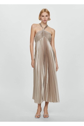 MANGO Woman Pleated Halterneck Dress