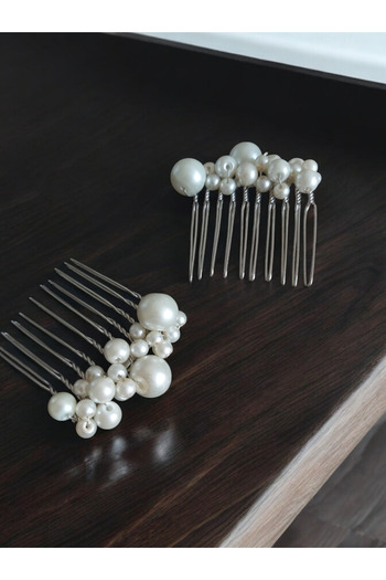 Eva Flore Pearled Bridal Engagement Maternity Hair Comb Hairpin 2 Pieces