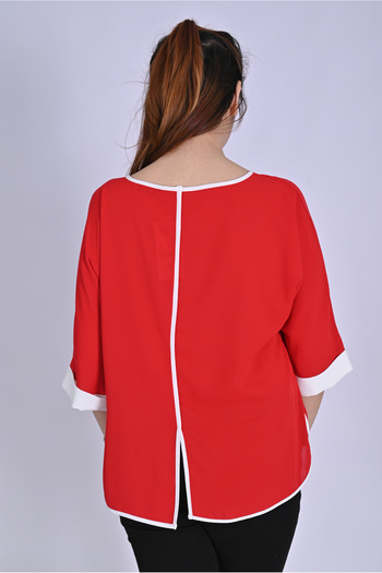 UNIQUE LADY Plain Stylish Large Size Women's Blouse with Piping