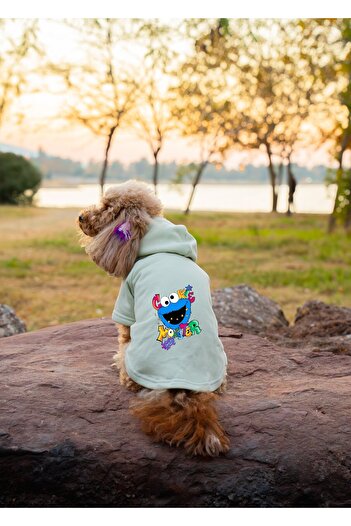 Buddy Store Cookie Monster Printed Water Green Cat & Dog Sweatshirt