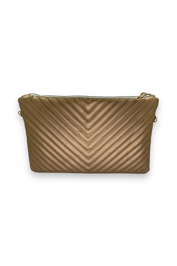 Biçanta Gold Gold Gold Color Matte Leather Quilted Patterned Chain Strap Portfolio Bag Clutch