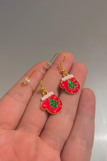 Jaida Moda Women's Christmas Earrings with Gloves and Tree Figures