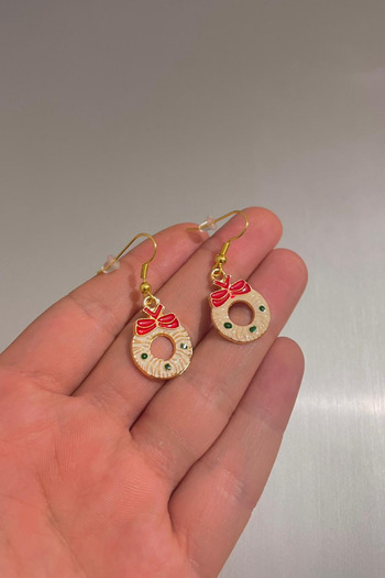 Jaida Moda Women's New Year's Bow Figured Christmas Earrings