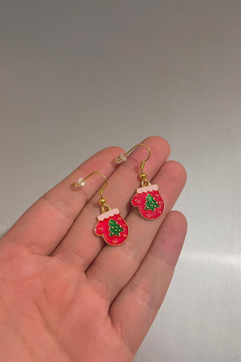 Jaida Moda Women's Christmas Earrings with Gloves and Tree Figures