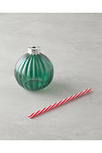 English Home Green 400 ml Joyful Christmas Glass Straw Cup