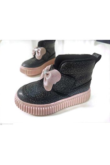 Arzen Black Specked Ecru Color Strap Winter Boots