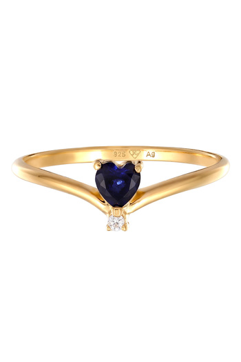 ELLI Prsten DIAMANTY Prsten s kameny Dámský prsten Srdce Labgrown Diamond Bílý Safír Modrý 925 Sterling Si
