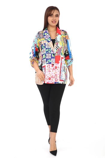 Lady Majestic Colorful Satin Large Size Women's Jacket - 44708