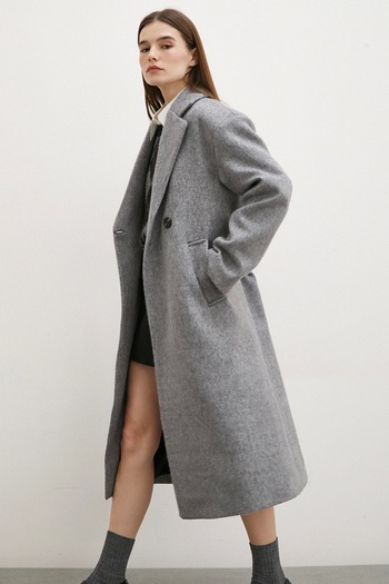Never more Gray Midi Furry Coat
