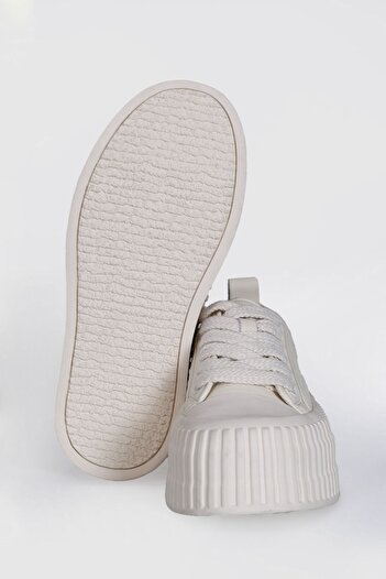 Lufian Hakiki Deri Bağcıklı Comfort Taban Kadın Sneaker Ayakkabı Beyaz