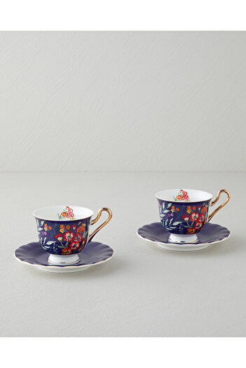 English Home Miranda New Bone China 2-Person Cup Set - 4 Pieces, 220 ml Dark Blue