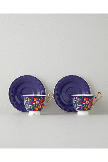 English Home Miranda New Bone China 2-Person Cup Set - 4 Pieces, 220 ml Dark Blue