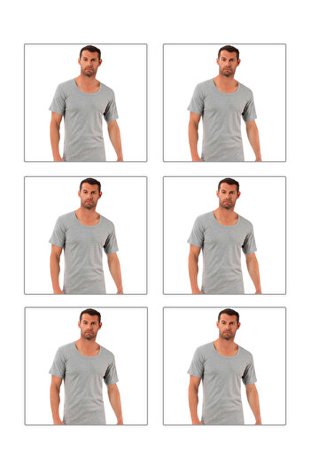 ÖZKAN underwear Özkan 0115 6-Pack Men's 100% Cotton Rib Fabric Stretchy Comfortable Wide Collar Short Sleeve Undershirt Undershirt