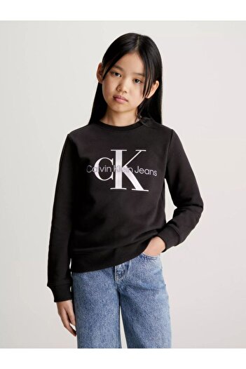 Calvin Klein Çocuk Logo Deatylı Siyah Sweatshirt