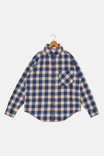 BİLLABONG Kids Boy Spread Collar Plaid Jacket Shirts, Blue Combo